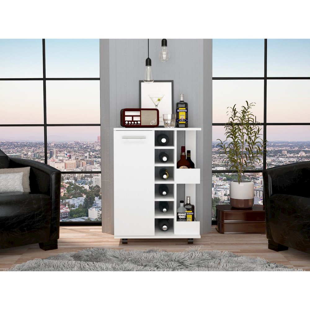 Bar Cart White MDF. Picture 3