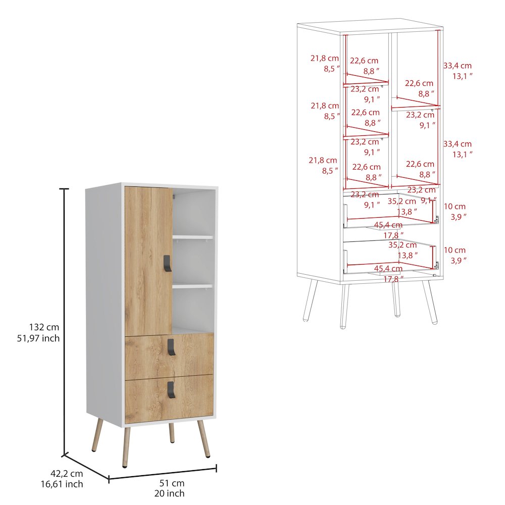 Huna Tall Dresser White / Macadamia MDF. Picture 5