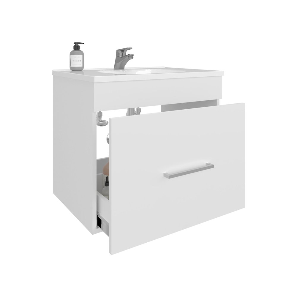 Tuhome One door Batroom Vanity Hatta White MDF. Picture 1