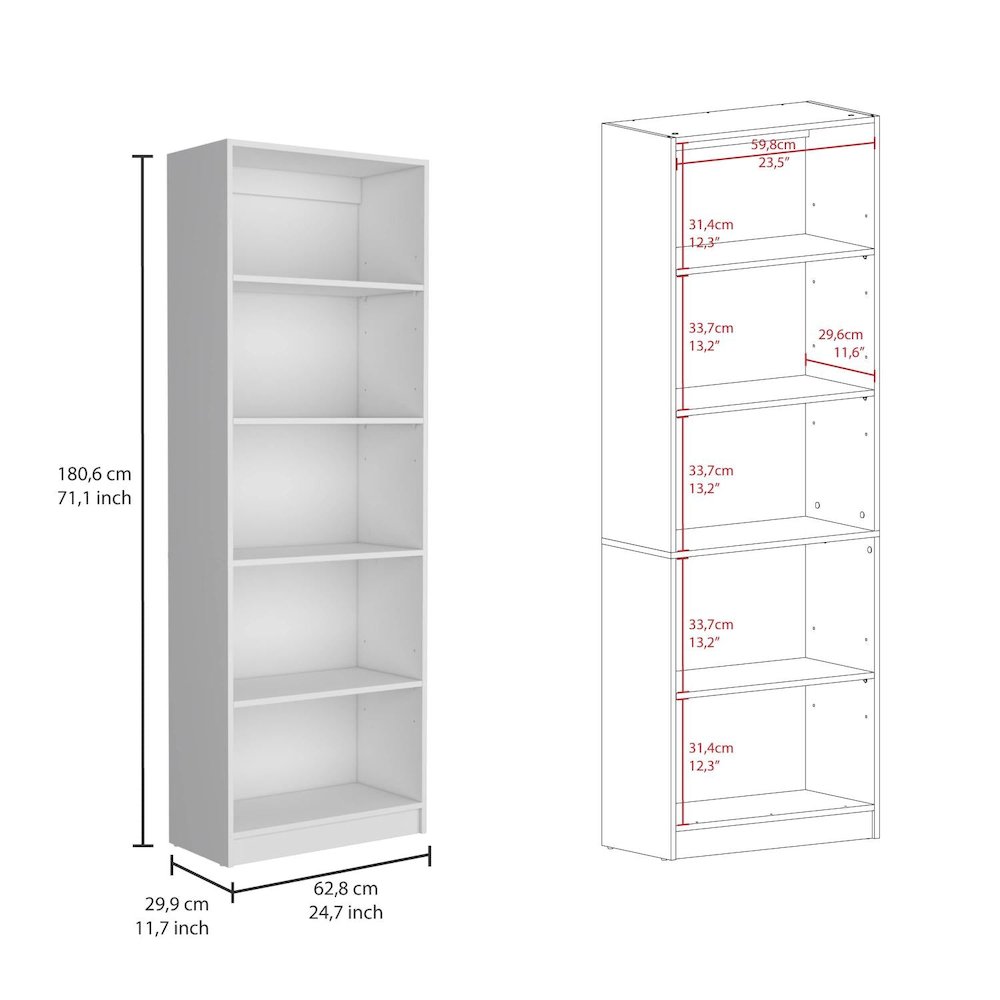 Home 4 Shelves Bookcase White MDF. Picture 4