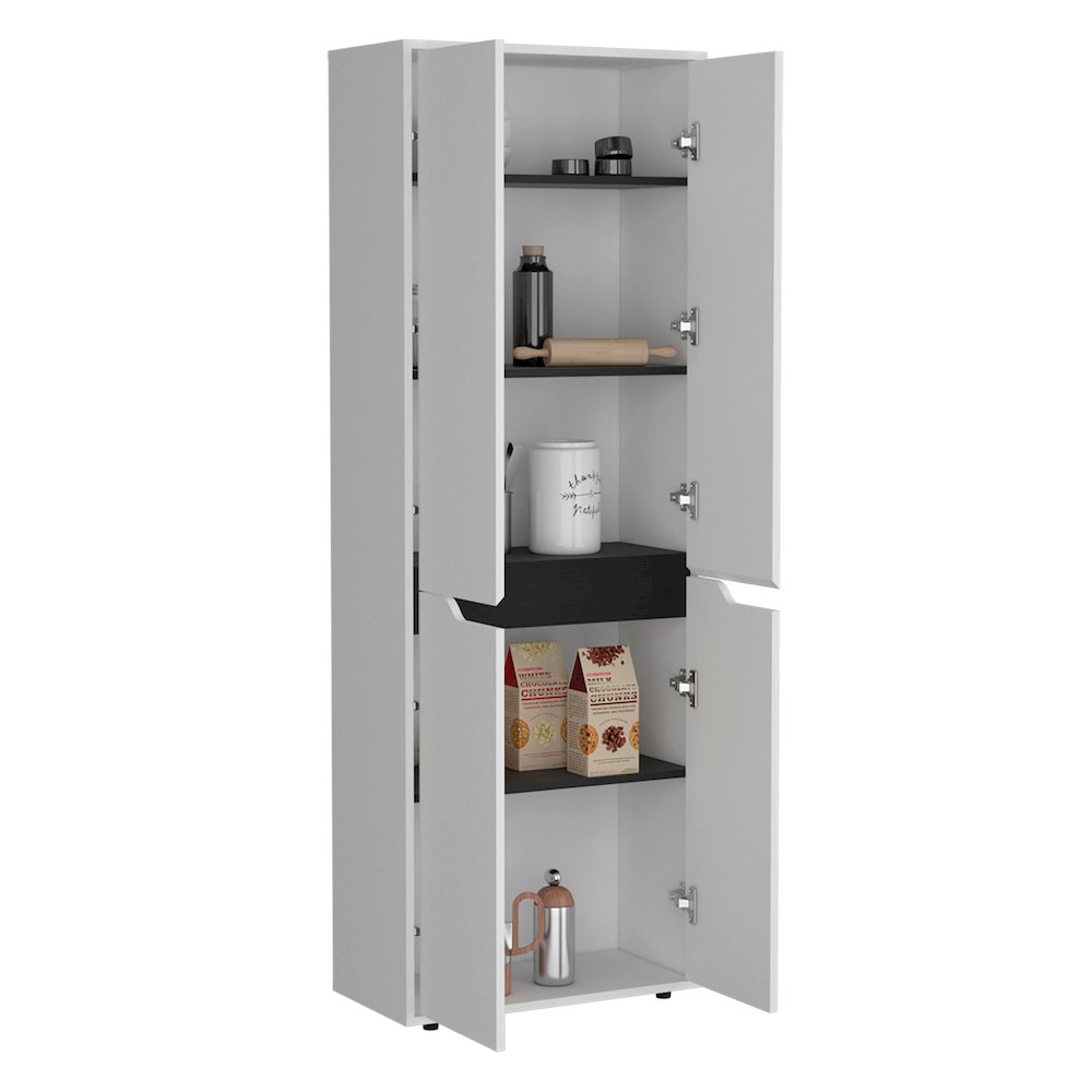 Herrin Multistorage Kitchen Pantry White/Black MDF. Picture 2