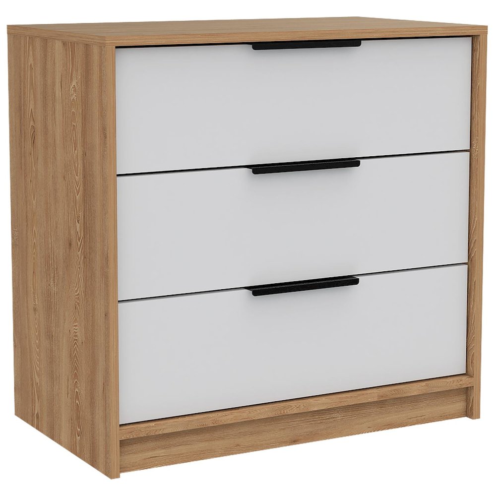 Kaia Three Drawer Dresser White / Pine MDF. Picture 1