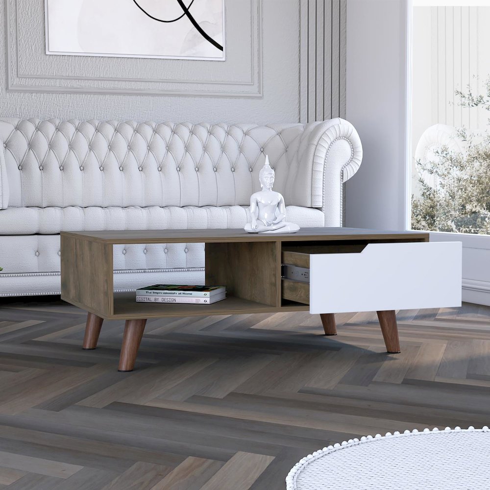Oslo Coffee Table 2.0 Dark Brown / White MDF. Picture 4