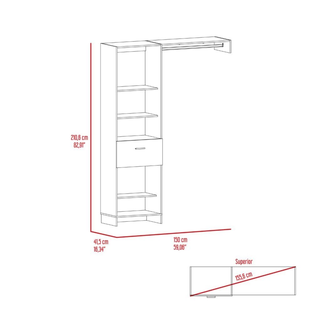 Manchester 150 Closet System White MDF. Picture 4