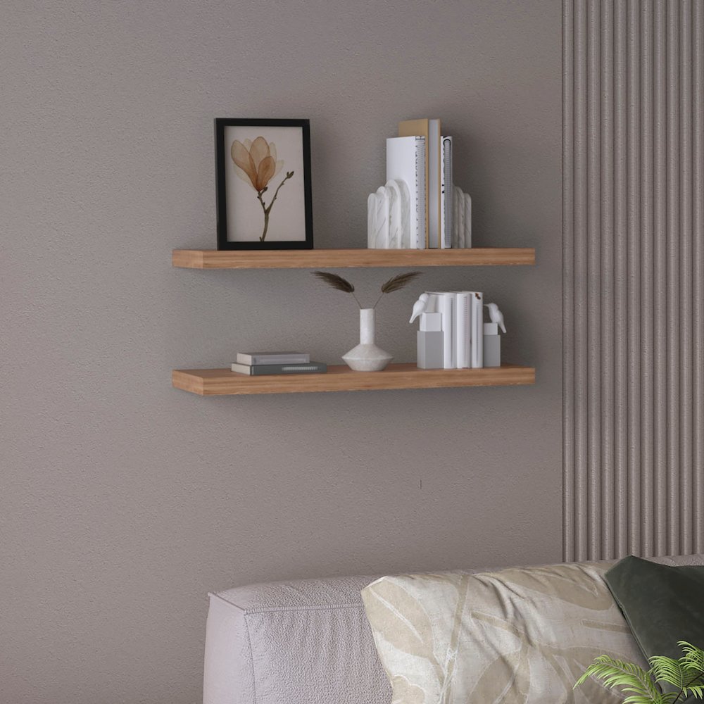 Ecco 31.5" Wide Floating Shelves Set of 2 Pine MDF. Picture 3
