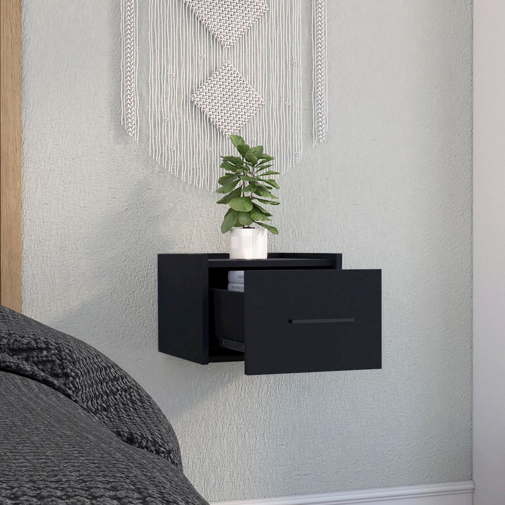 Boa Floating Nightstand Black MDF. Picture 5