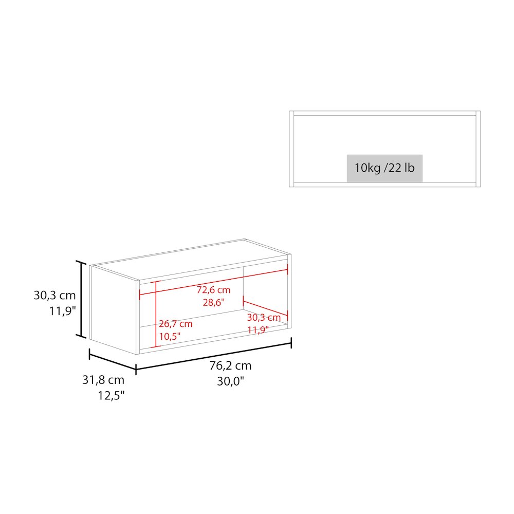 Wally 30" Wide x 12"H Wall Cabinet White MDF. Picture 4