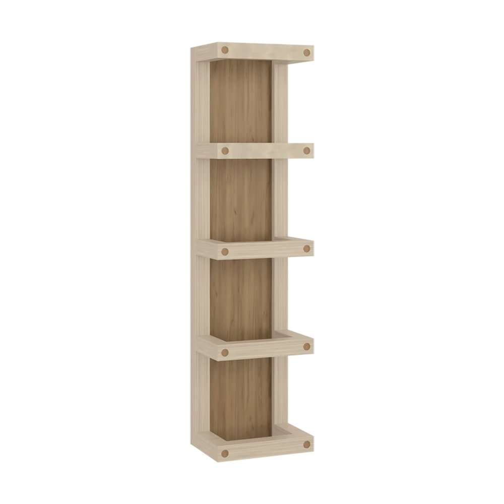 5-Tier Wall Towel Rack, Vertical Storage Organizer, Natural Oak. Picture 2