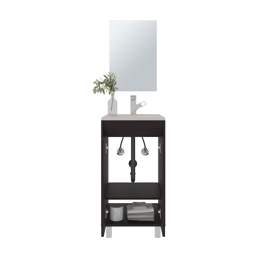 Brady Mirror Bathroom Cabinet , One Door, Two Shelves, Black. Picture 2