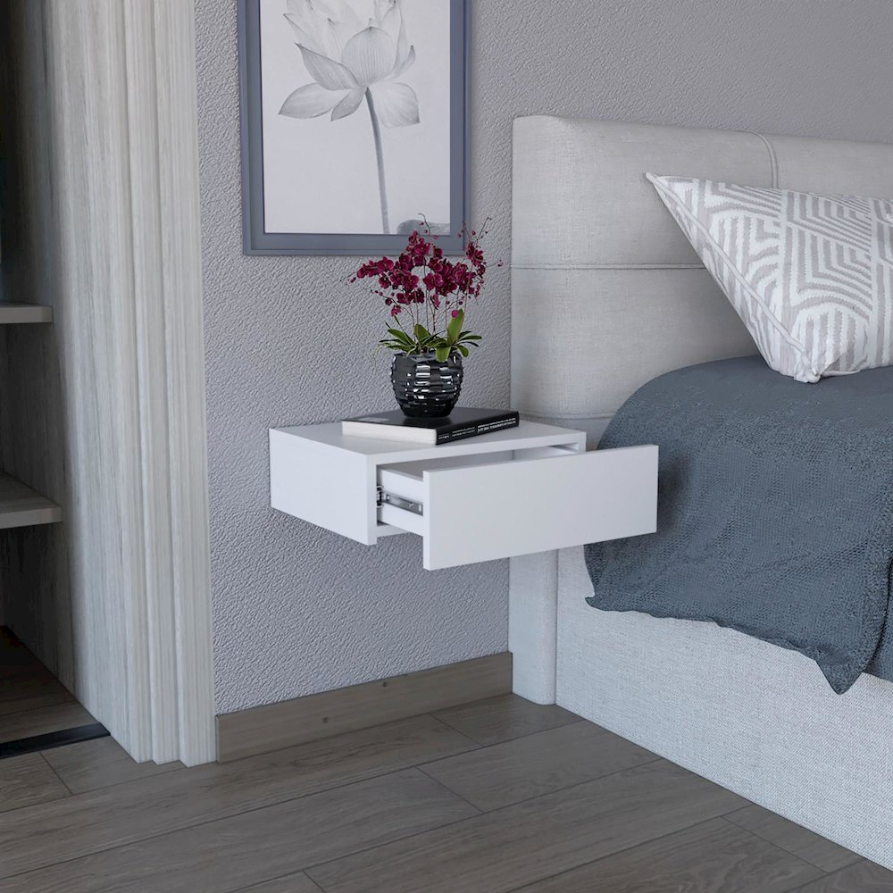 Milano Floating Nightstand White MDF. Picture 5