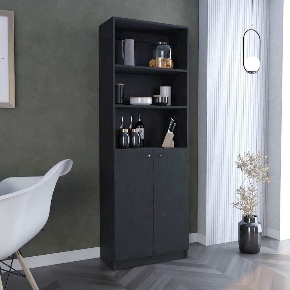 Home 2-Door Bookcase Black MDF. Picture 3