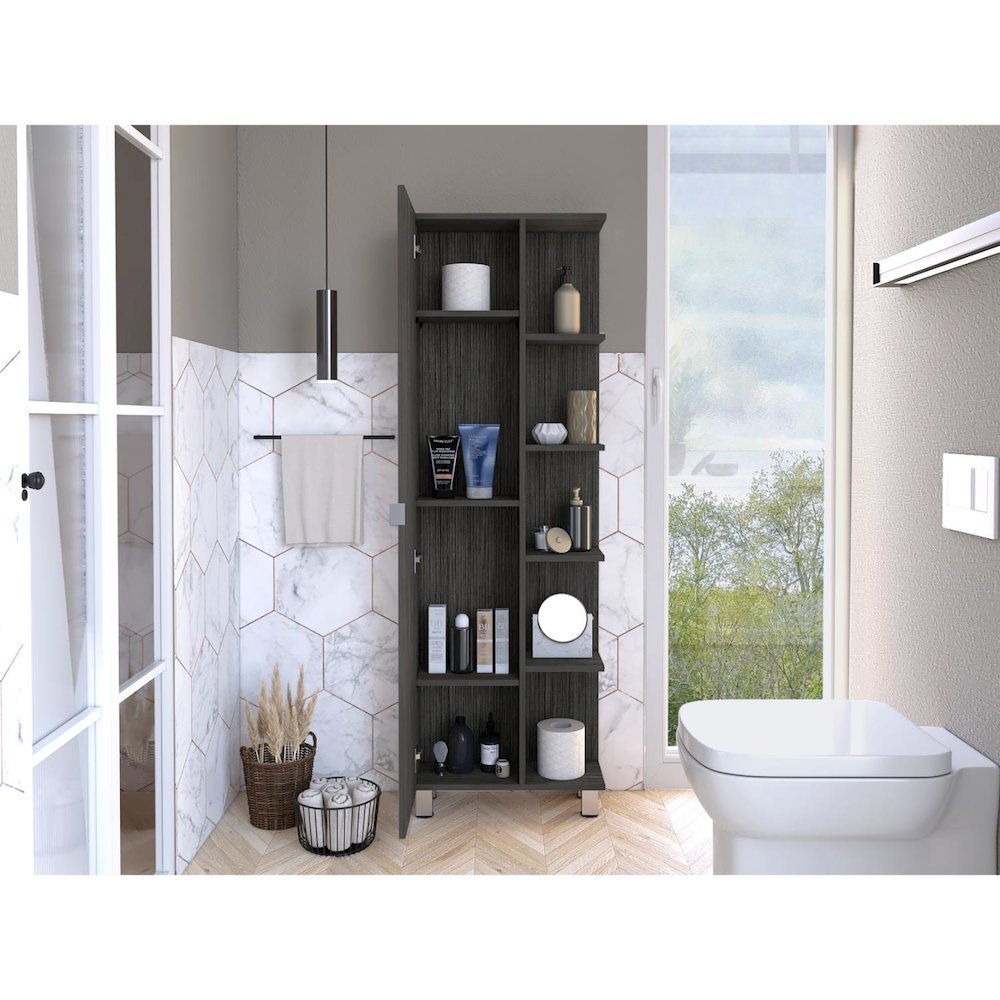 Urano Linen Cabinet Smokey Oak MDF. Picture 5