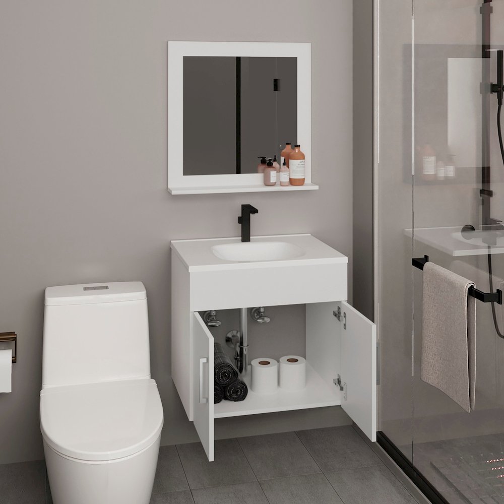 Blake Bathroom Cabinet with Mirror Cabinet White MDF. Picture 4