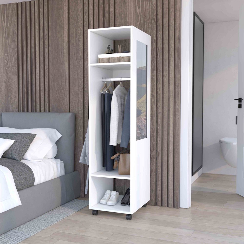 Cluster Wardrove with Mirror White MDF. Picture 3