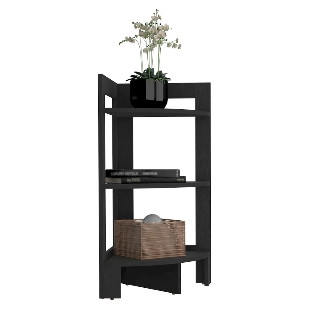Riga Corner Side Table Black Wengue MDF. Picture 2