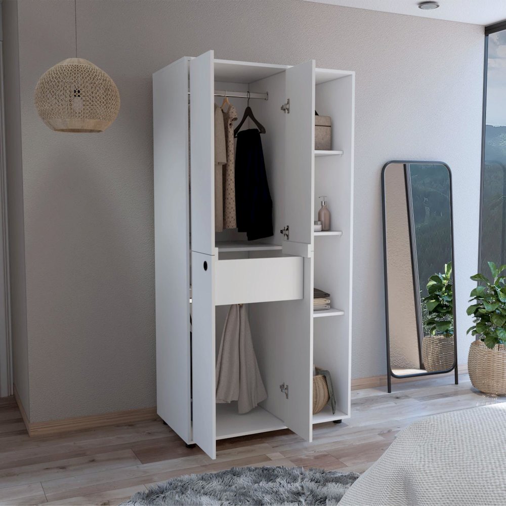 Misuri Wardrobe Armoire White MDF. Picture 5