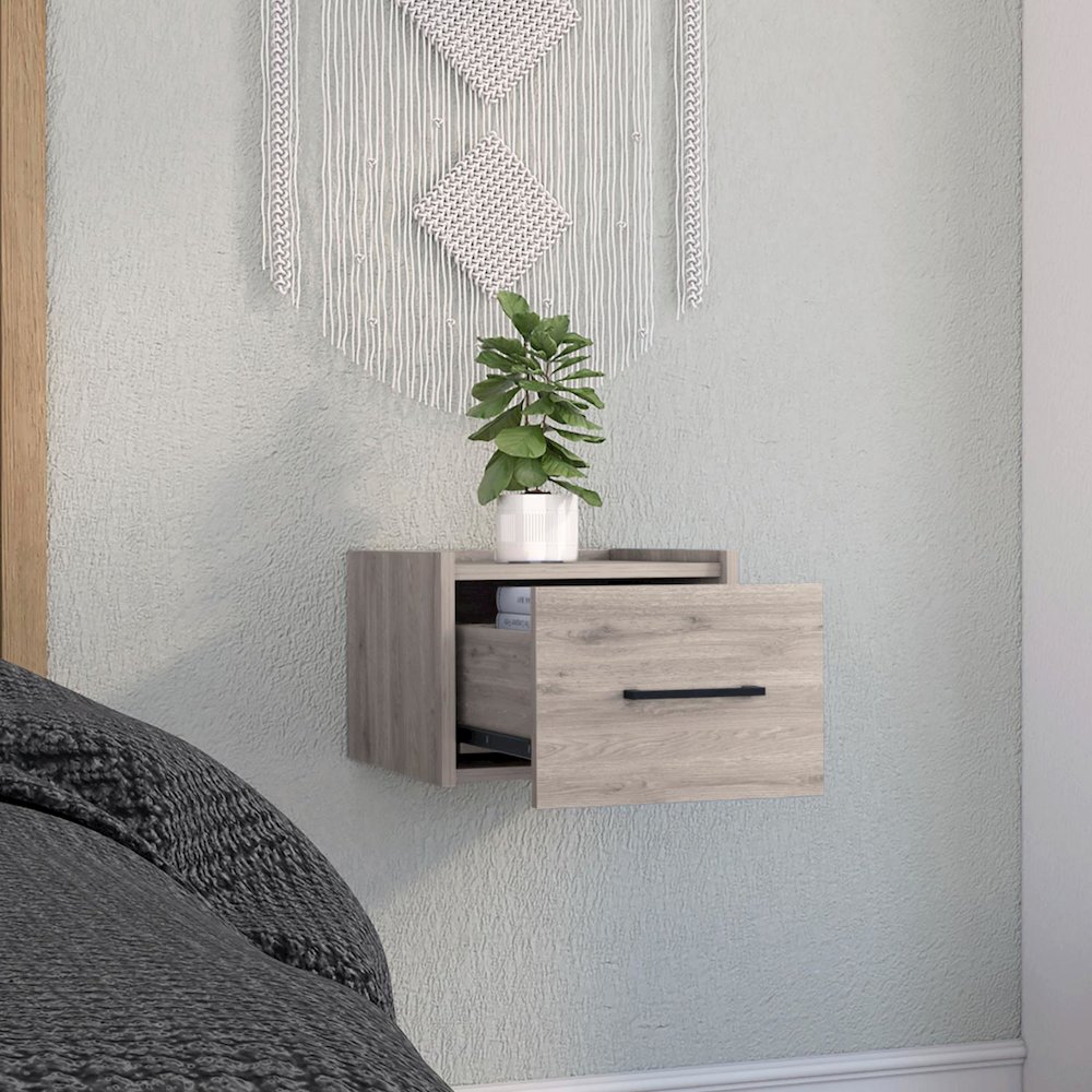 Boa Floating Nightstand Light Grey MDF. Picture 5