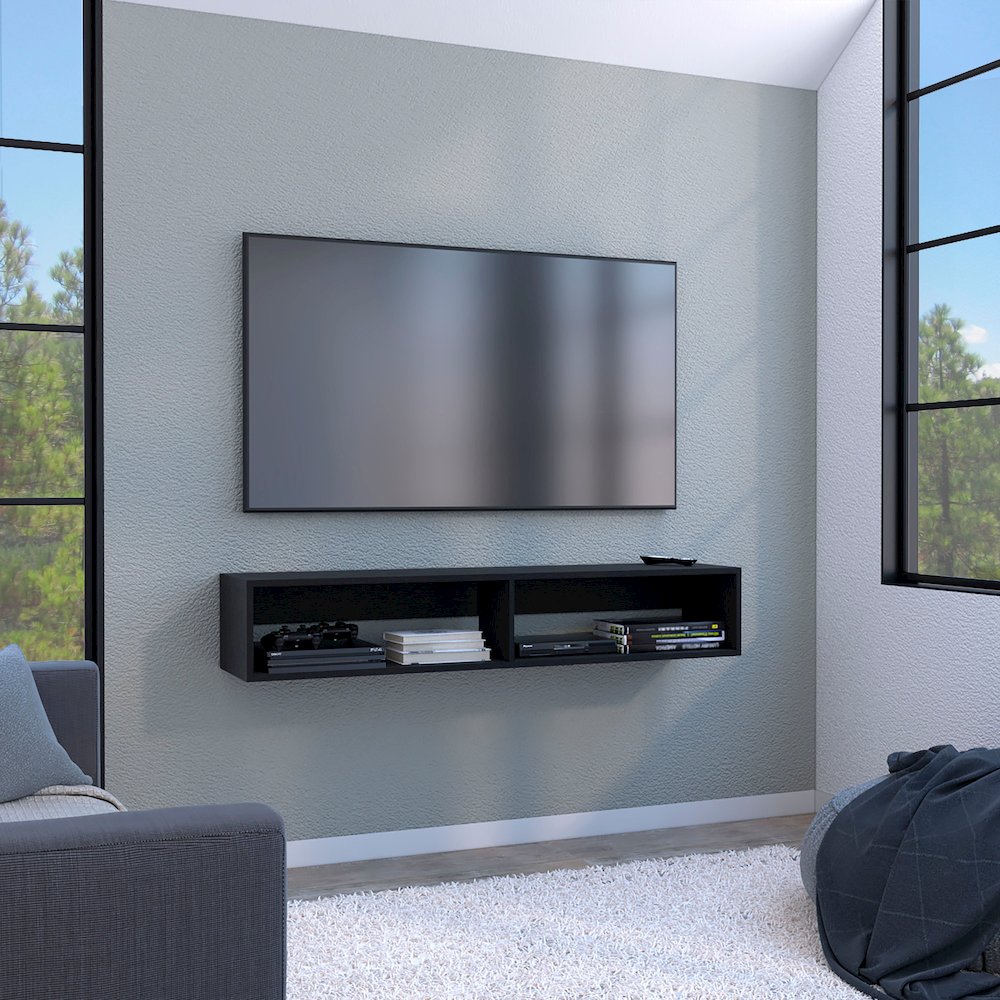 Warrior 59" Floating Tv Stand Black MDF. Picture 3