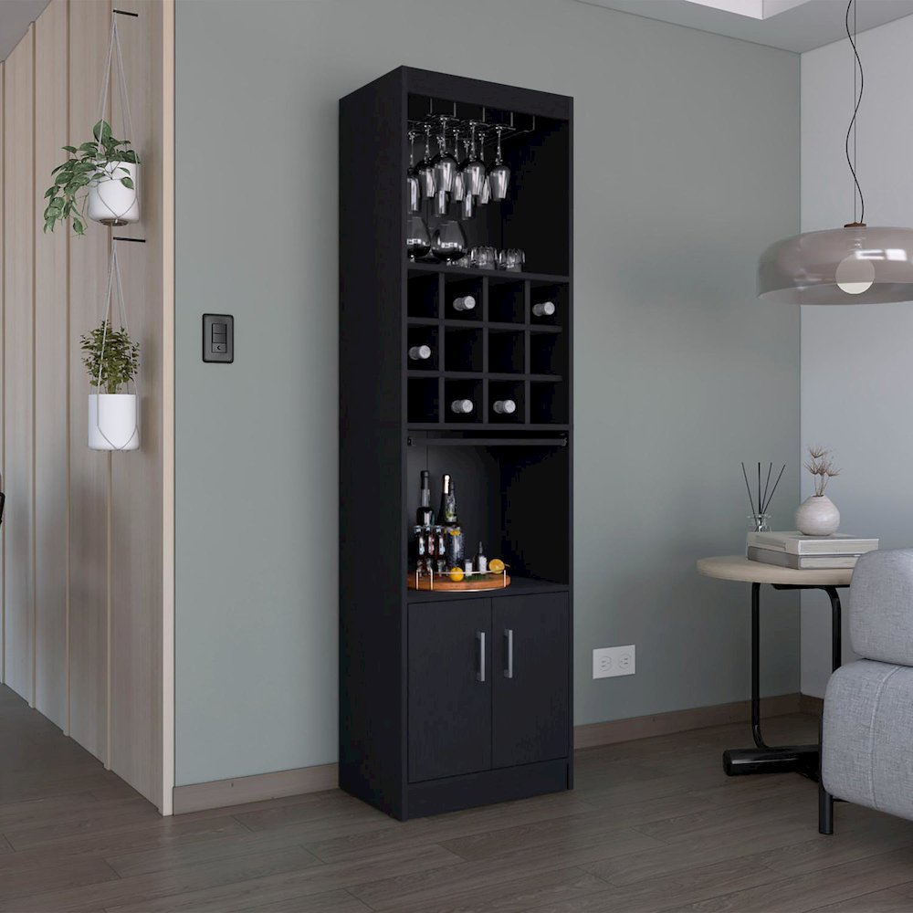 Kevil Bar Cabinet Black MDF. Picture 3