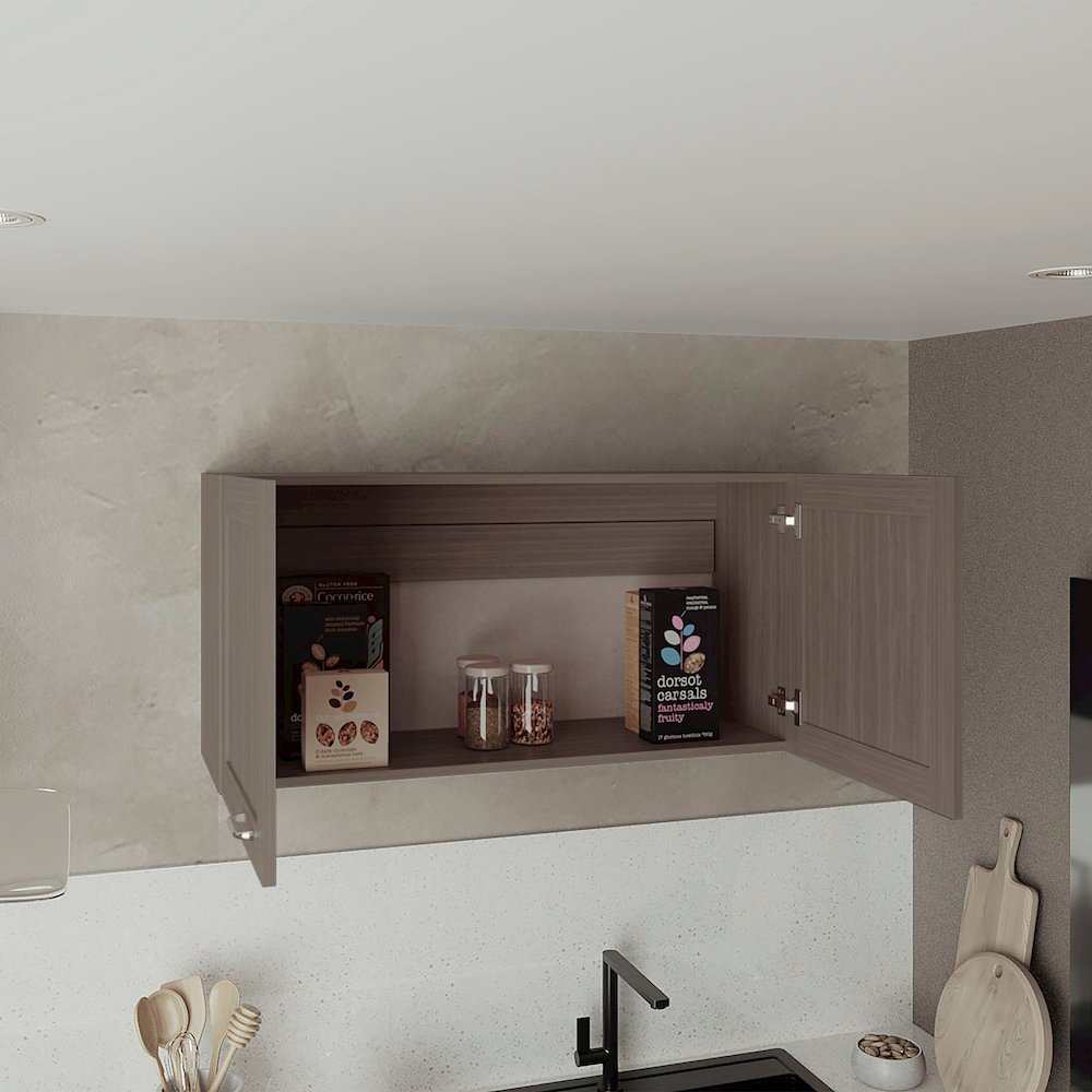 Zurich Wall Cabinet, Double Door Light Gray MDF. Picture 4