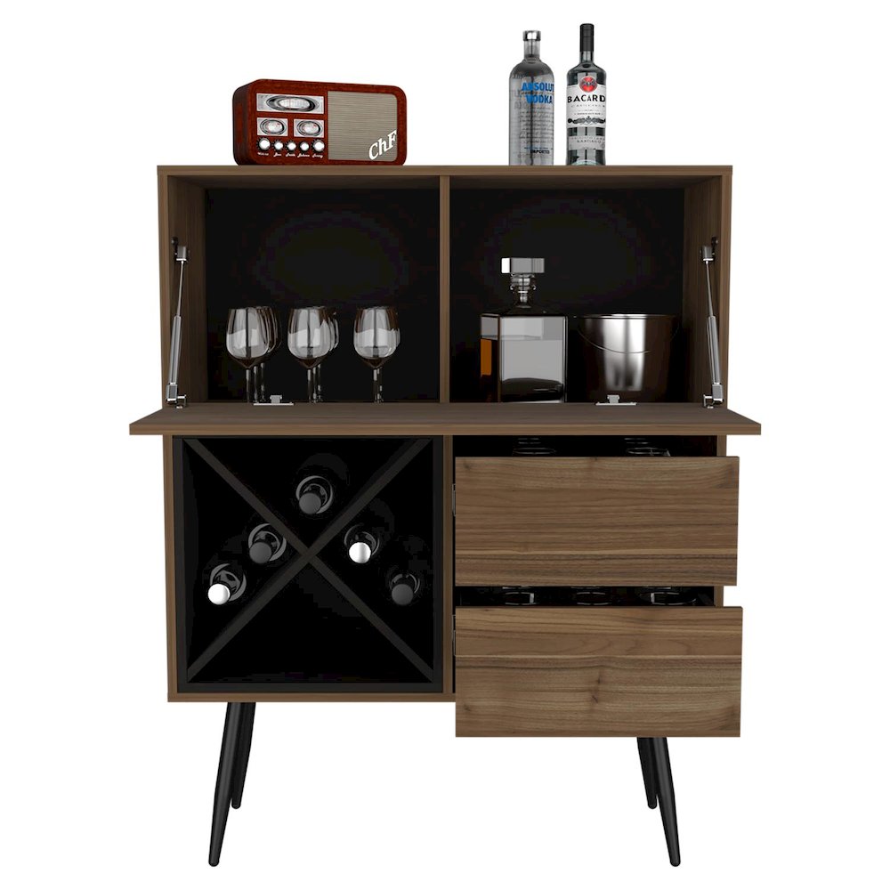 Prunus Bar Cabinet Mahogany / Black MDF. Picture 2