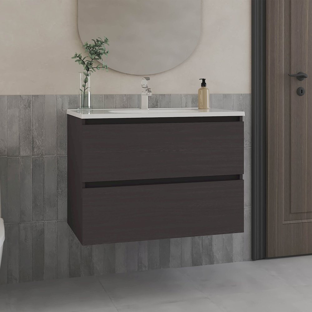Tuhome Bathroom Cabinet Opalo  Black MDF. Picture 3