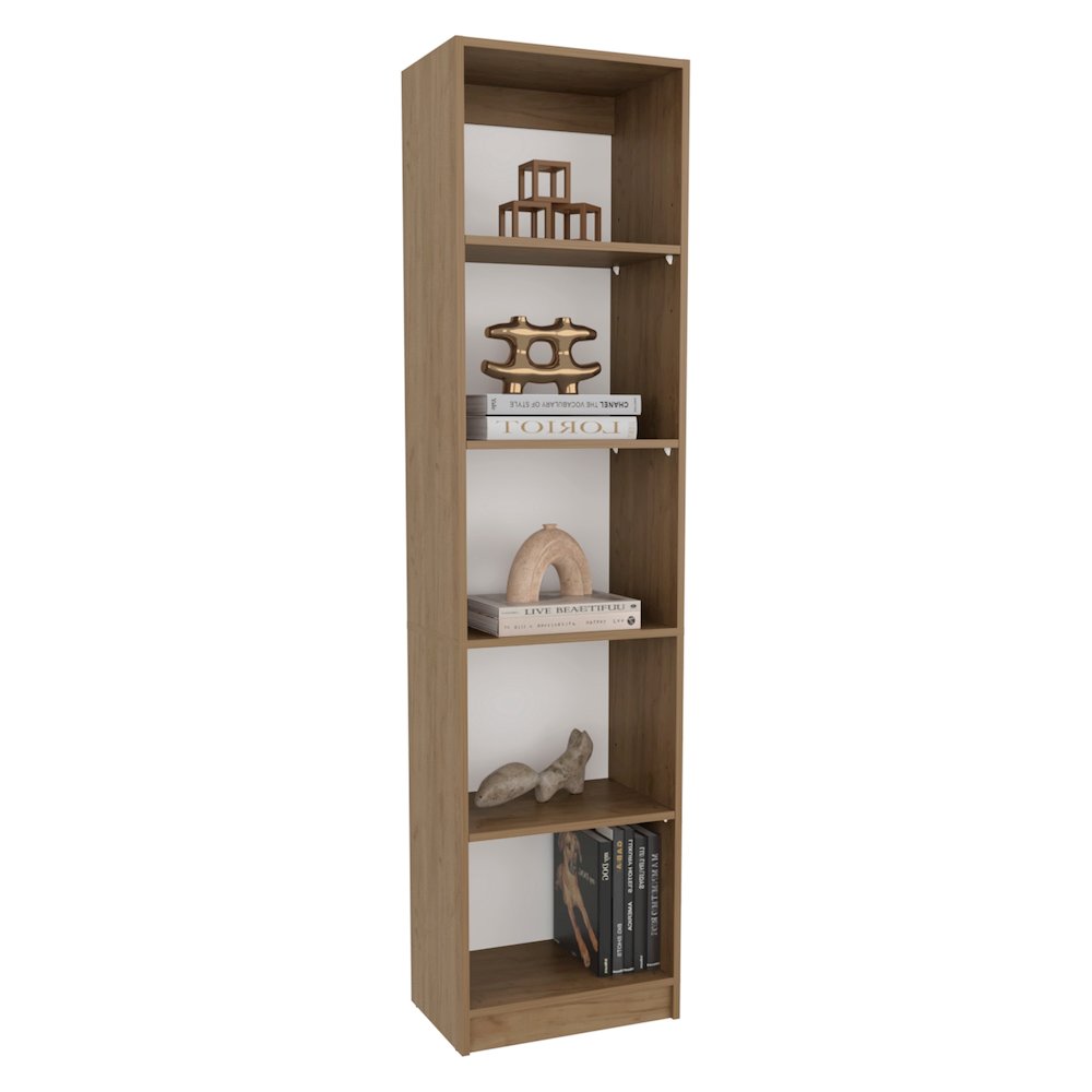 Home Slim Design Bookcase With 5-Tier Shelves, Natural Oak. Picture 5