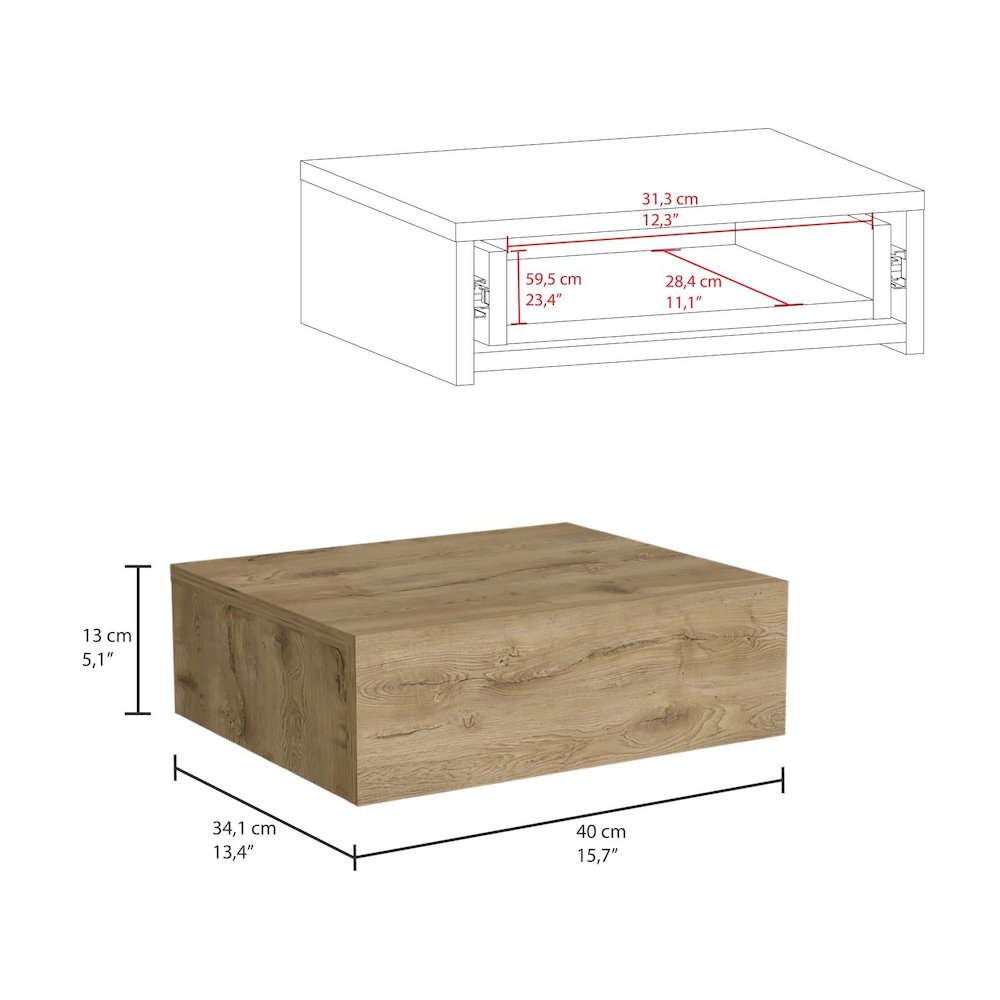 Milano Floating Nightstand Macadamia MDF. Picture 4
