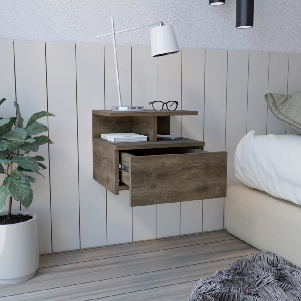 Adele Floating Nightstand Dark Walnut MDF. Picture 5