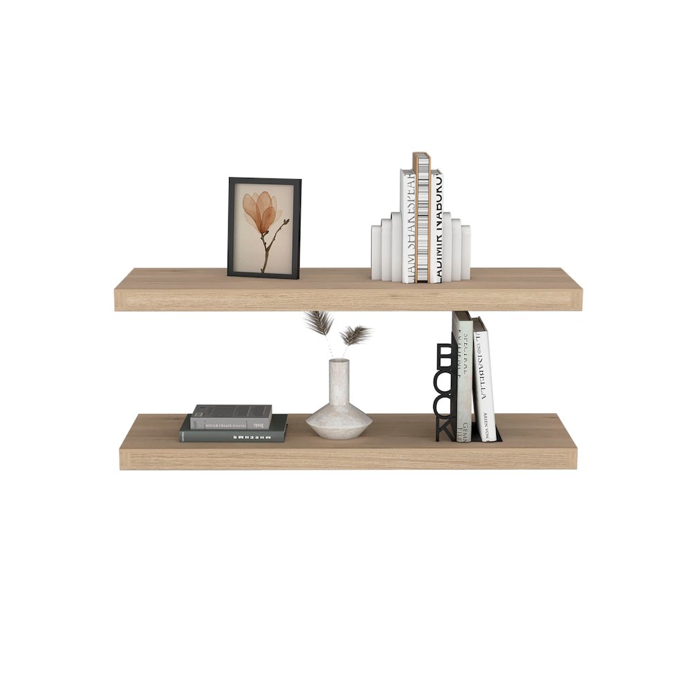 Ecco 31.5" Wide Floating Shelves Set of 2 Light Pine MDF. Picture 1