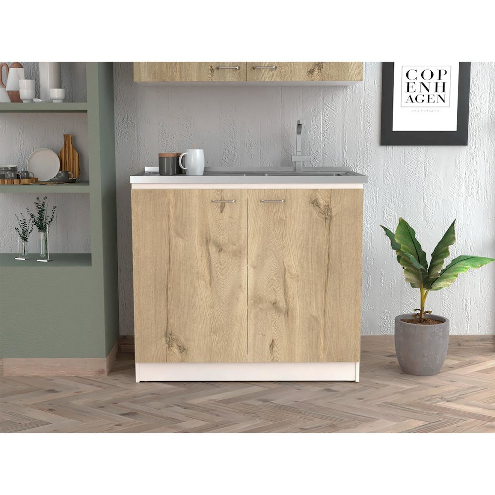 Napoles Utility Sink White / Light Oak MDF. Picture 3