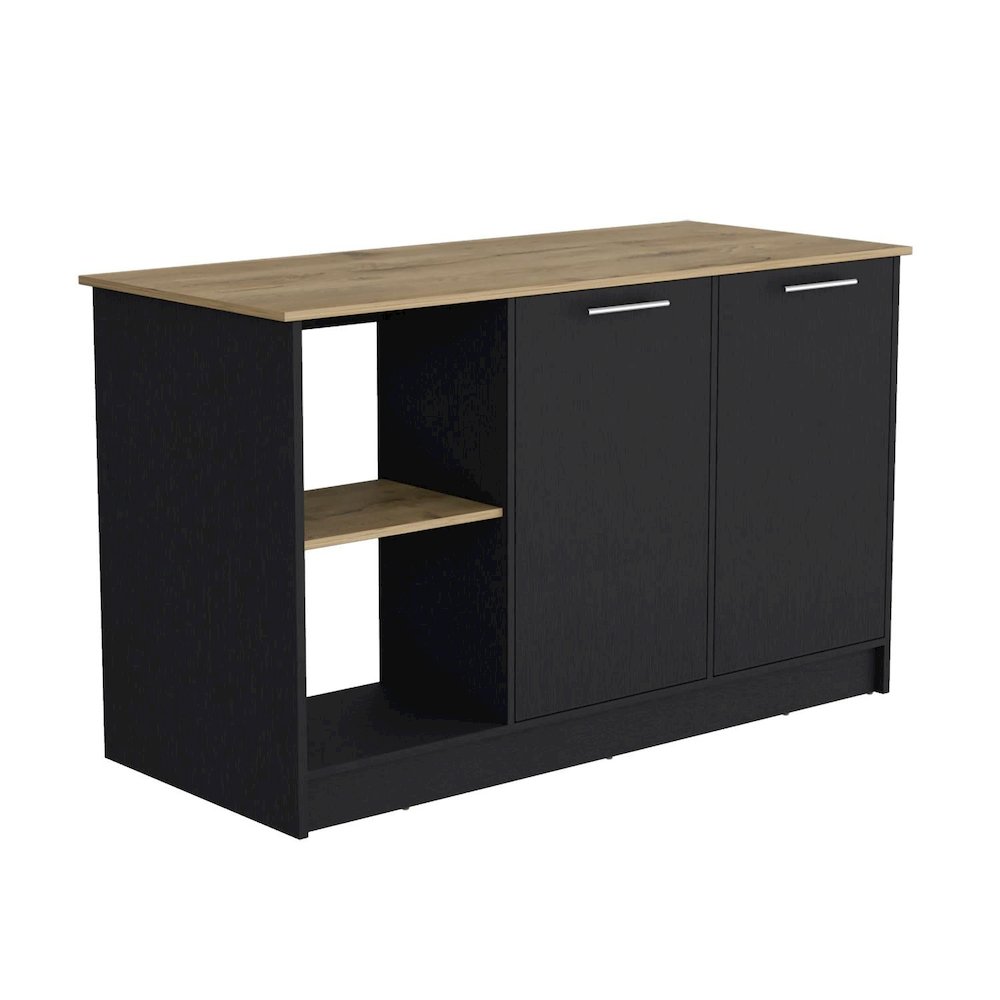 Juniper Kitchen Island Black / Macadamia MDF. Picture 3