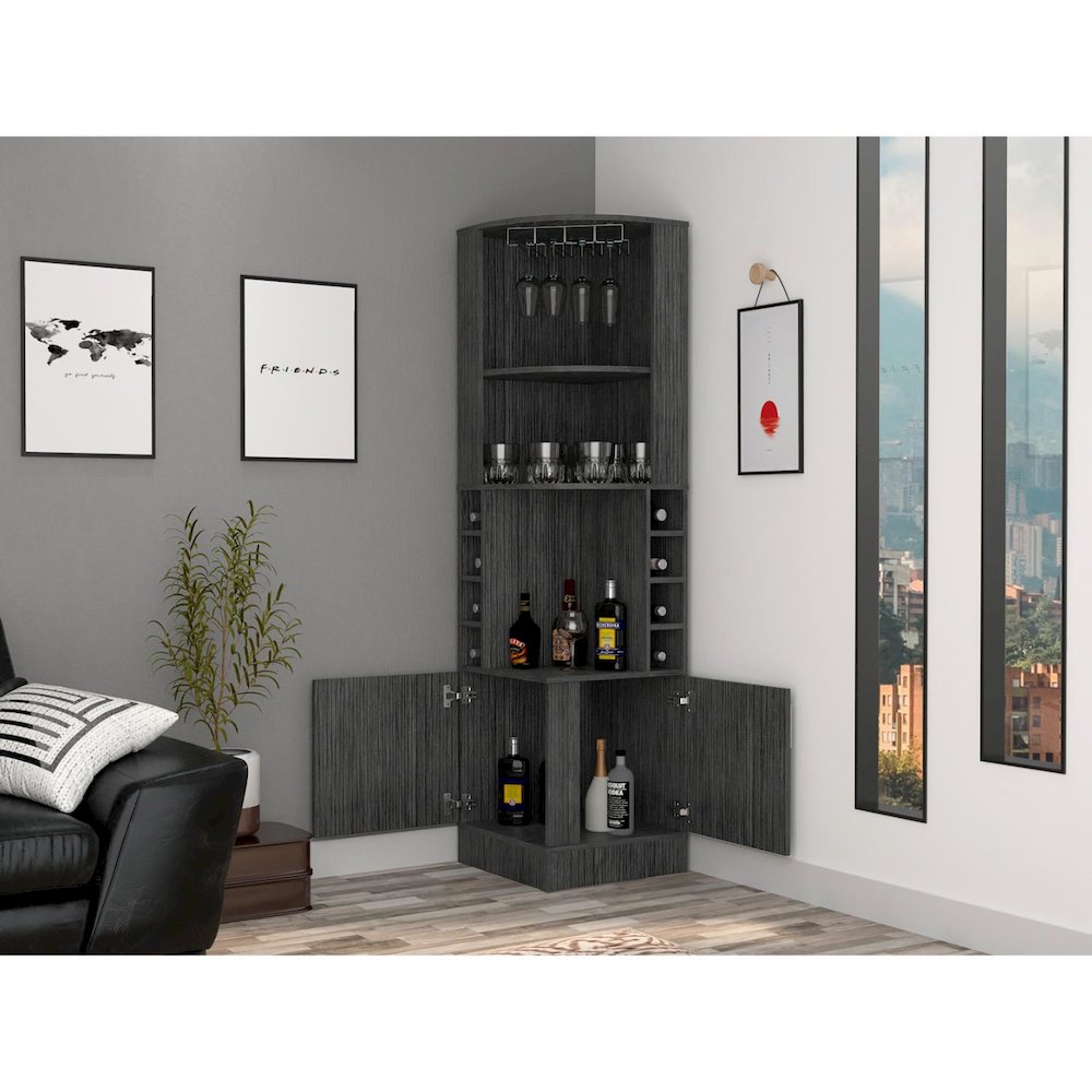 Syrah Bar Cabinet Smokey Oak MDF. Picture 5