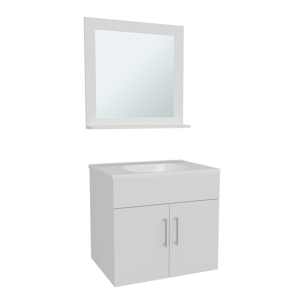 Blake Bathroom Cabinet with Mirror Cabinet White MDF. Picture 1