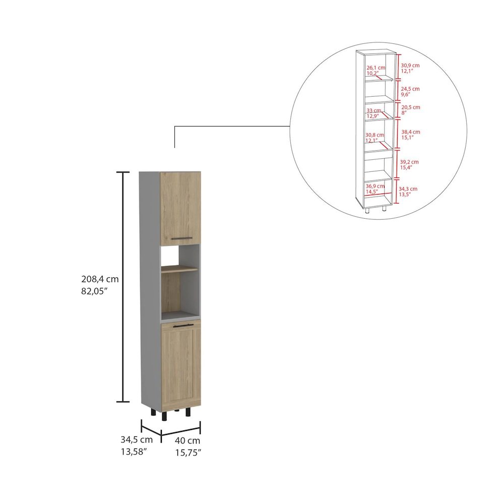 Hassel Kitchen Pantry Cabinet Light Pine MDF. Picture 4