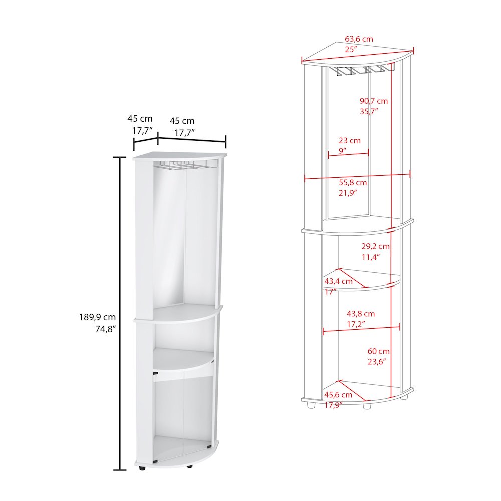 Chicago Corner Bar Cabinet White MDF. Picture 5