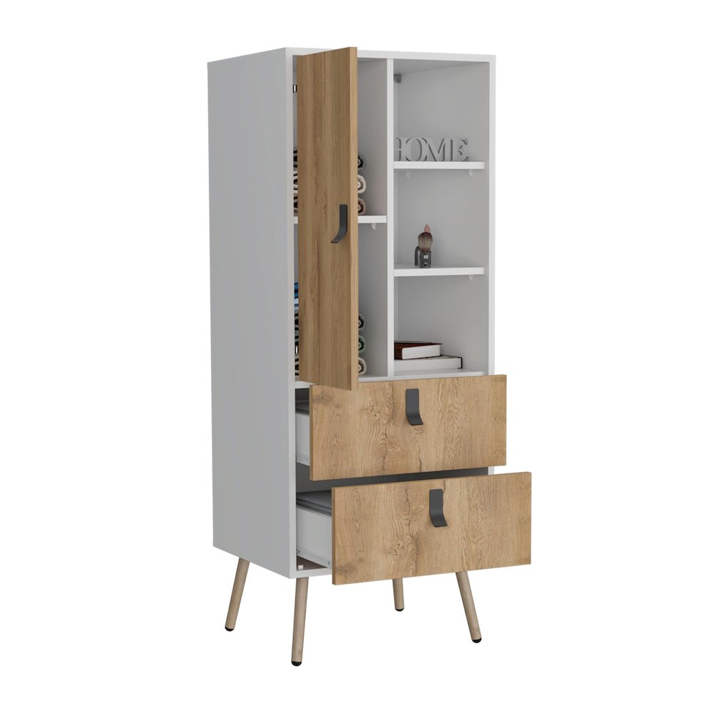 Huna Tall Dresser White / Macadamia MDF. Picture 2