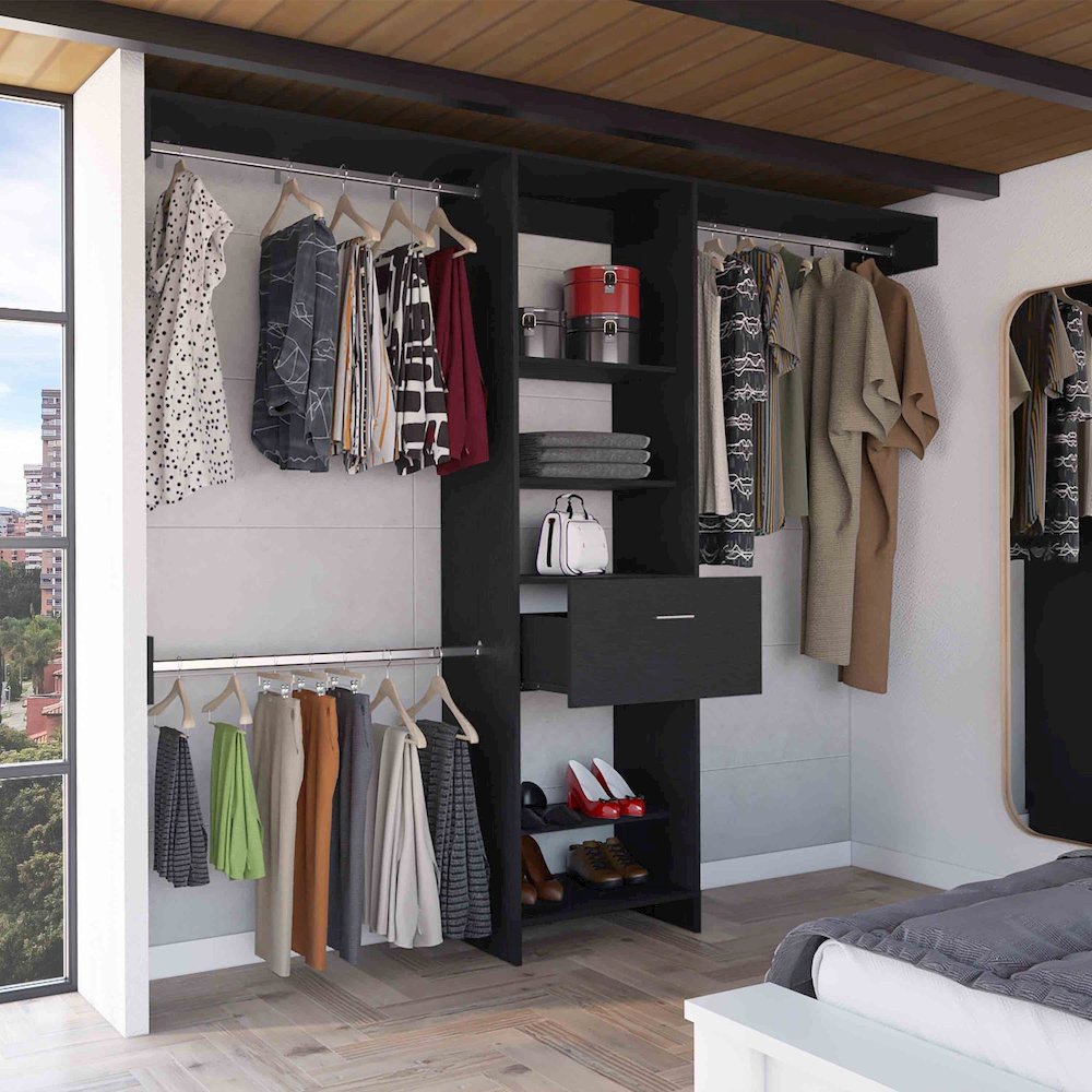 Manchester 250 Closet System Black MDF. Picture 5