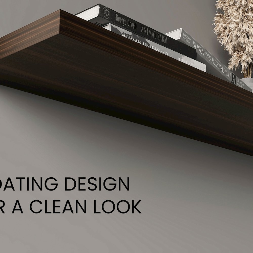 Ecco 47" Wide Floating Shelves Set Of 2, Shelves For Wall Decor, Dark Oak. Picture 2