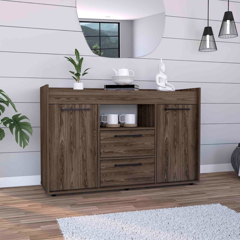 Hans Corner Bar Cabinet Macadamia MDF. Picture 3