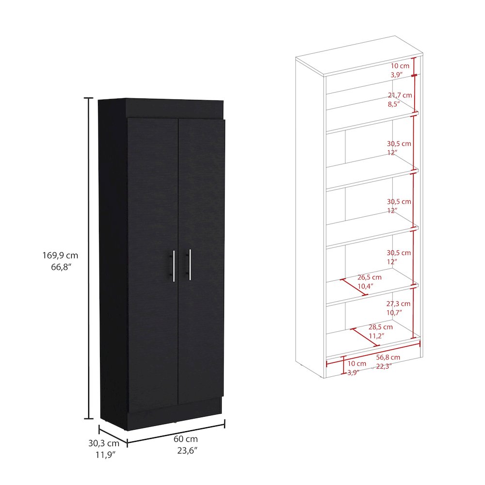 Nepal Pantry Cabinet Black MDF. Picture 5