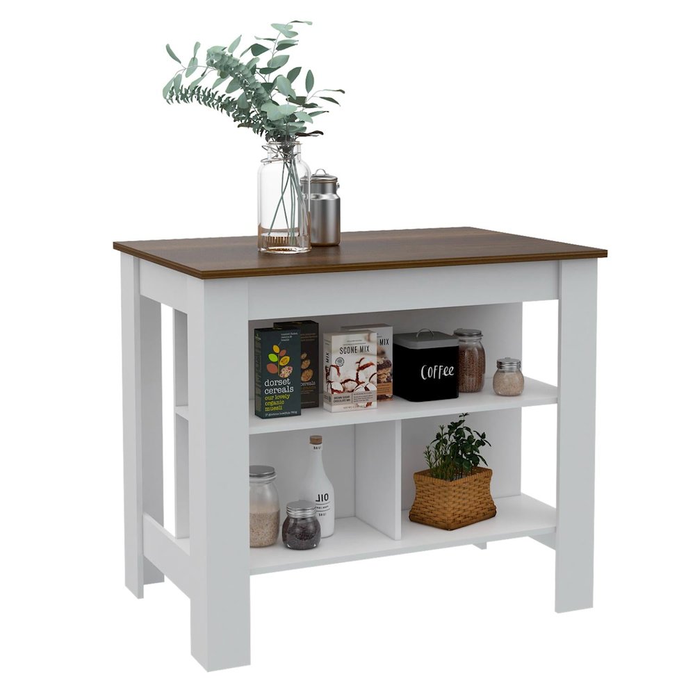 Cala Kitchen Island White / Walnut MDF. Picture 2