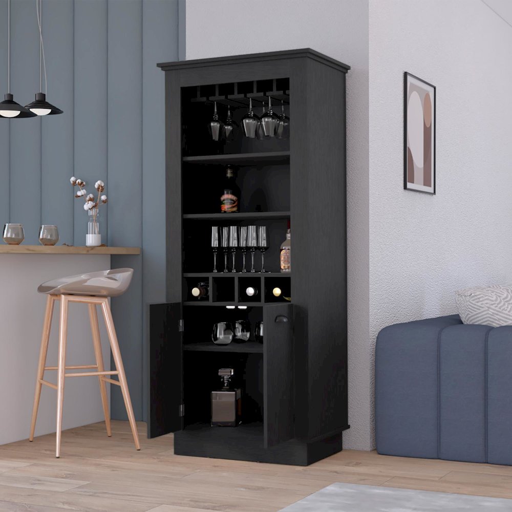 Lafayette Bar Cabinet Black MDF. Picture 5