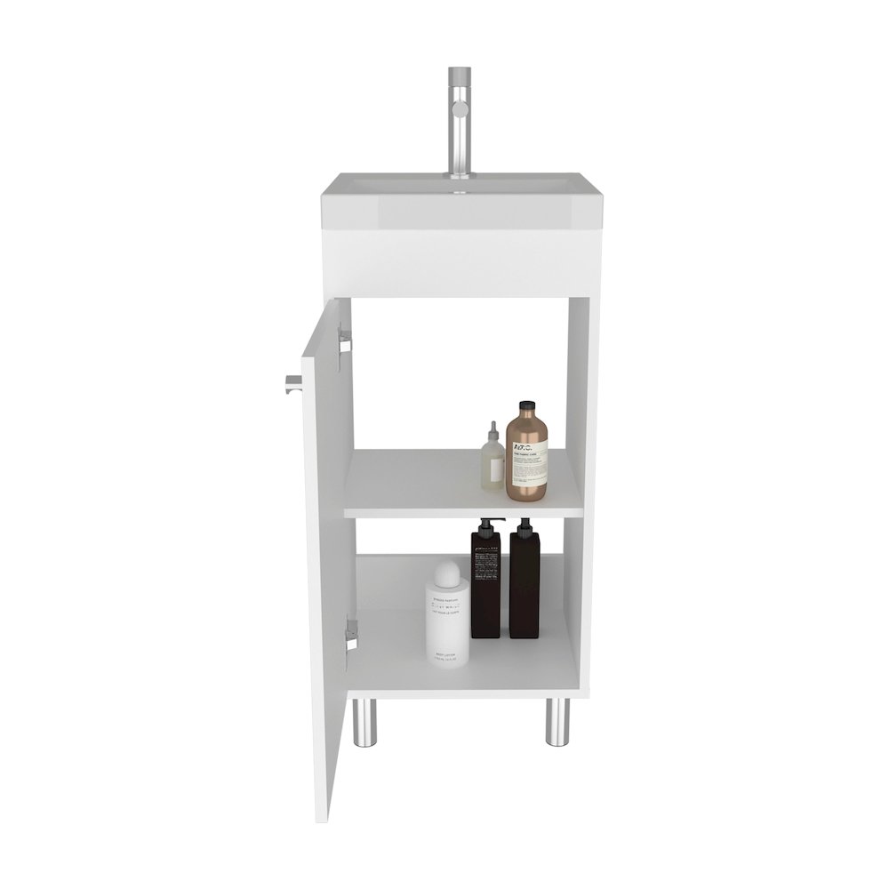Freestandin Bathroom Vanity With One Door, Two Shelves, Sink Base Cabinet, White. Picture 1