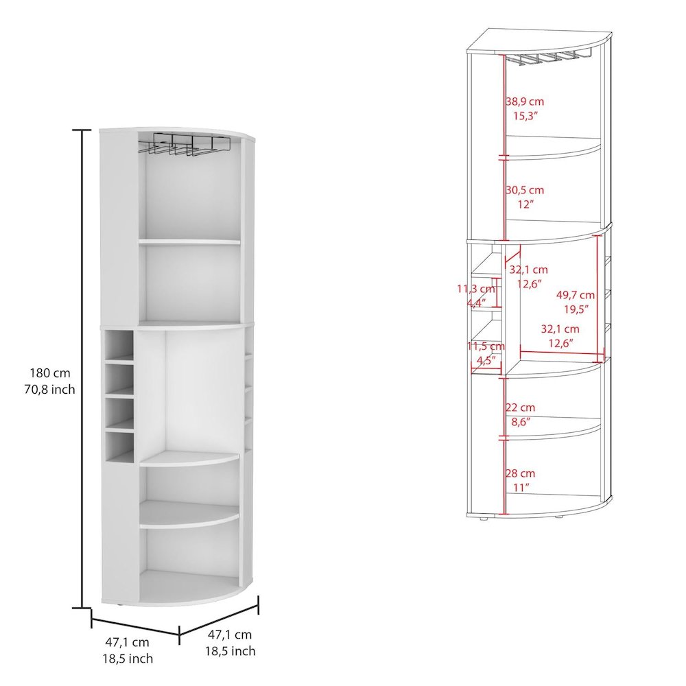 Oban Corner Bar Cabinet White MDF. Picture 4