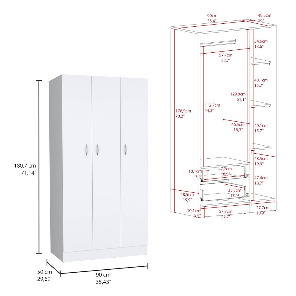 Ohio Armoire Wardrobe White MDF. Picture 4
