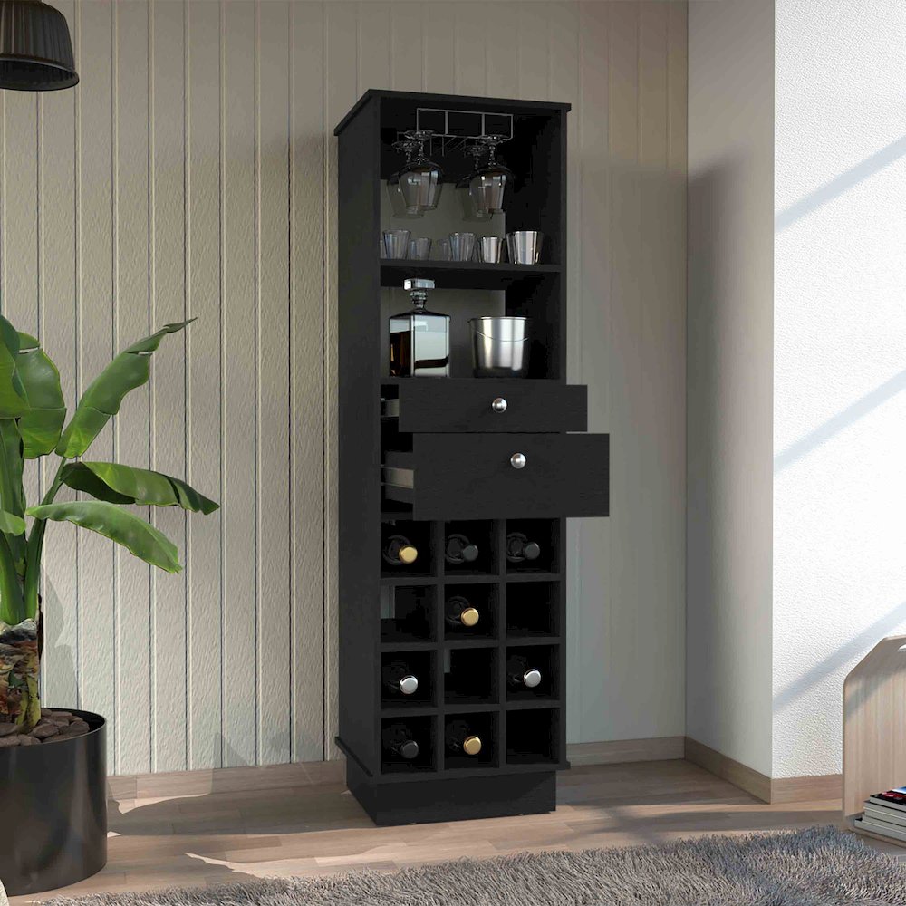 Classic Bar Cabinet Black MDF. Picture 5