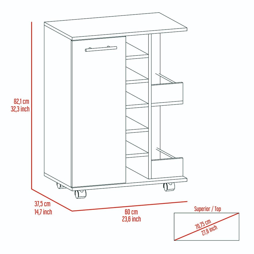 Bar Cart White MDF. Picture 4