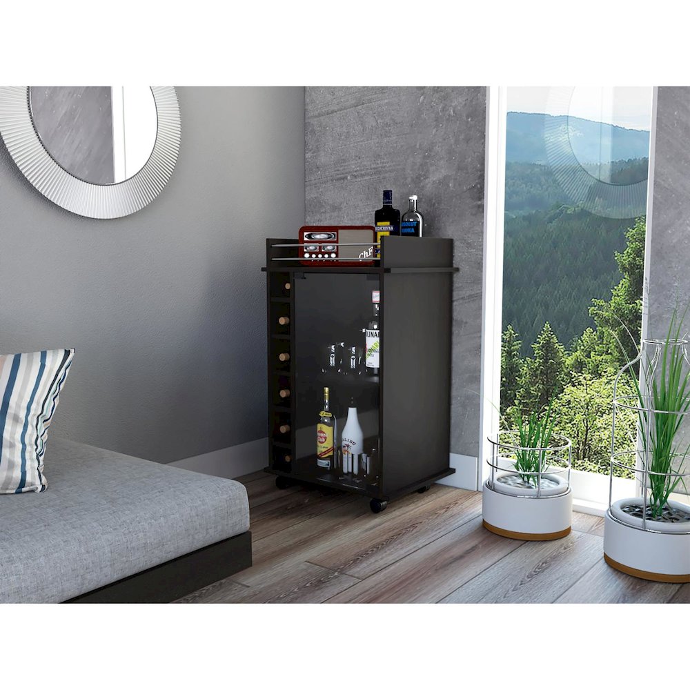 Dukat Bar Cart Black MDF. Picture 3
