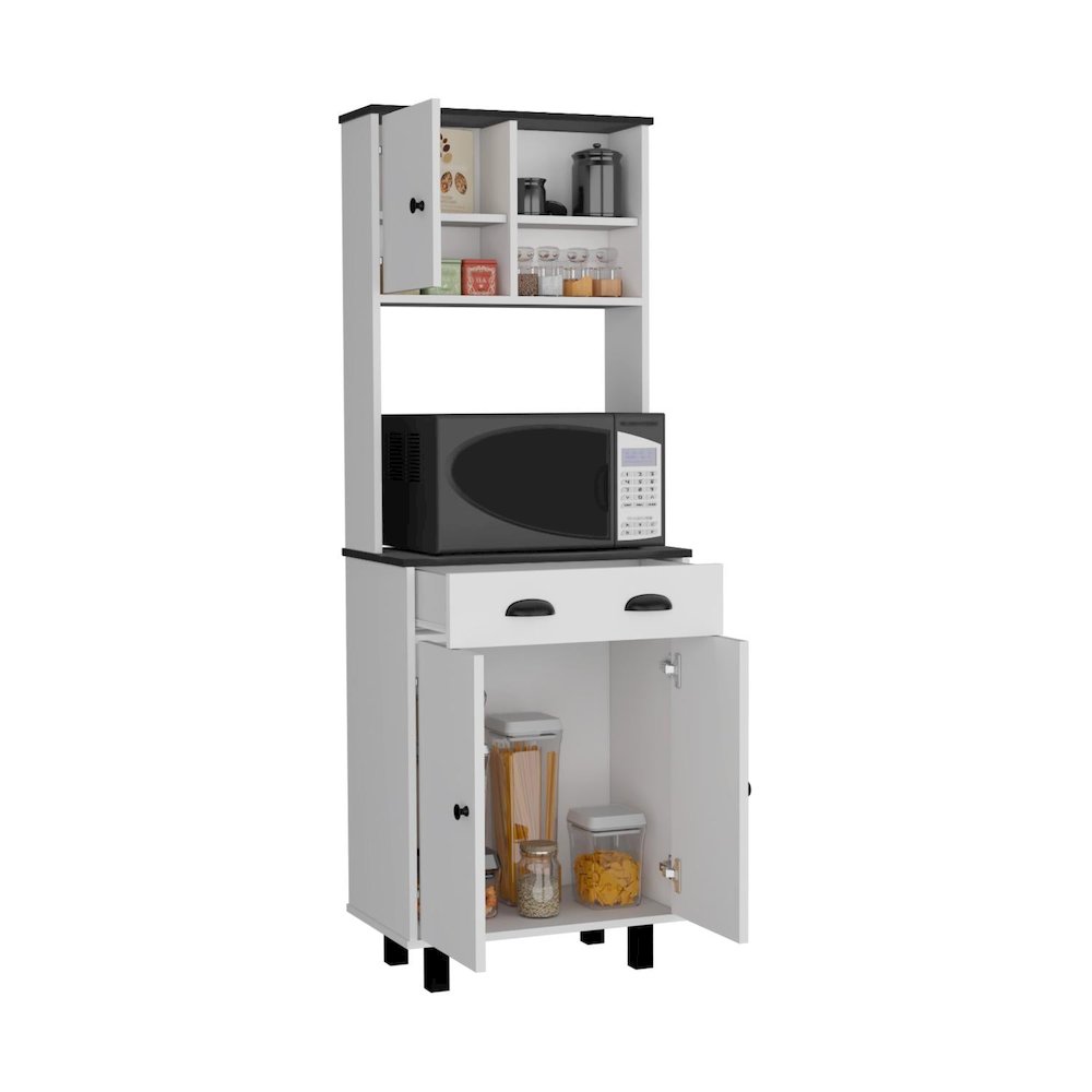 Salen Kitchen Pantry White/Black MDF. Picture 5